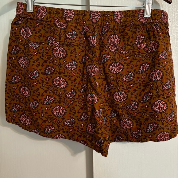 Madewell Drapey Pull-On Shorts Sz Large Warm Paisley Provincial Burnt Sienna - Picture 3 of 7